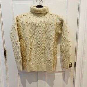 Vintage Kennedy of Ardara 100% Wool Chucky Cable Hand Knit fisherman Sweater Siz